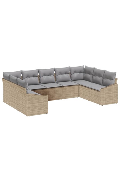 vidaxl Set de canapele pentru gradina 9 pcs Beige È™i gri deschis