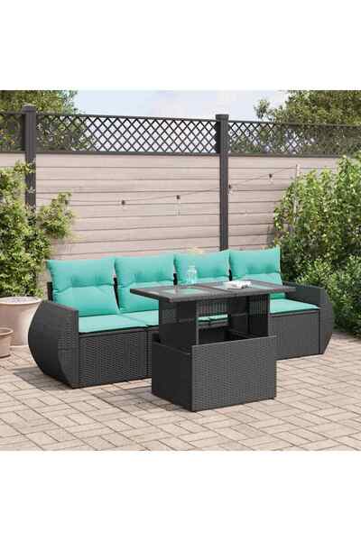 vidaxl Set mobilier de gradina cu perne, 5 piese,poliratan/lemn acacia