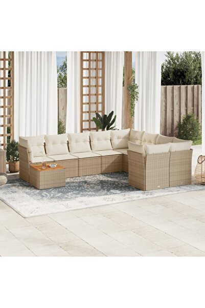 vidaxl Set canapele de gradina cu perne, 10 piese, bej, poliratan