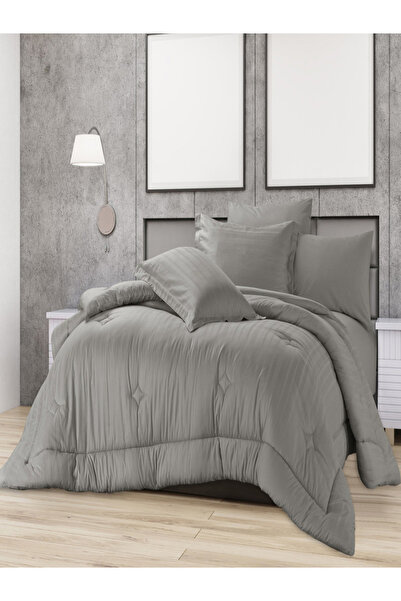Cannon 6-Piece Striped Cotton Duvet Cover King Set Grey