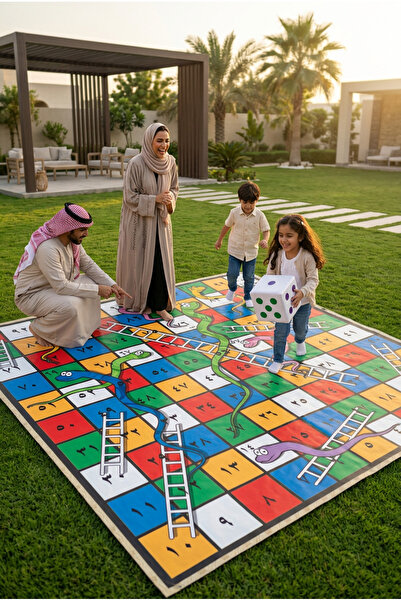PRINTS لعبة السلم والثعبان 3 × 3 متر – بنر مطبوع لعبة أرضية كبيرة للفعاليات والمدارس والروضات