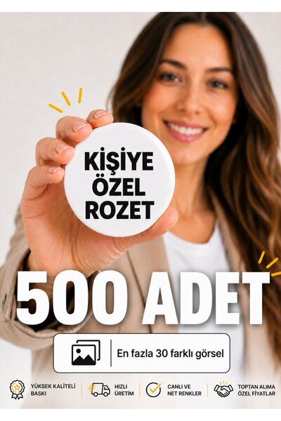 Punky Store 500 Adet Kişiye Özel Rozet Baskı 44 mm Fotoğraflı Logo İsimli Tas...