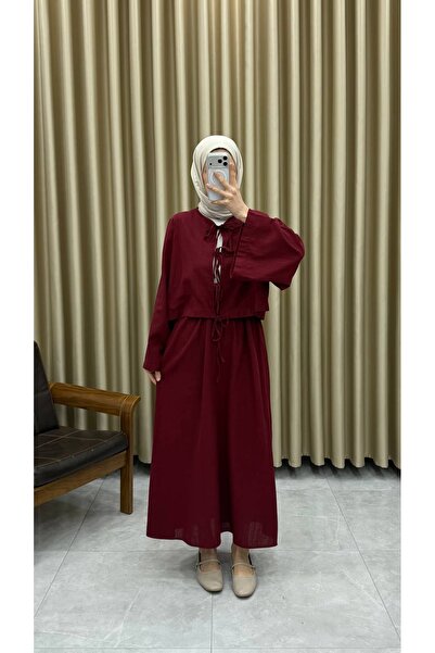 Minharir Lace-Up Linen Double Set