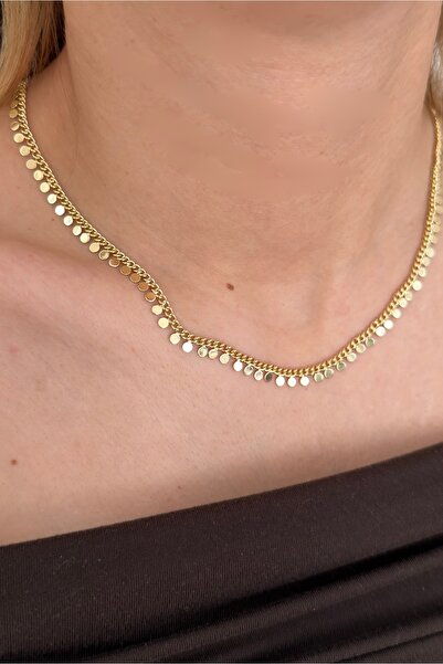 Lavian Accessories Yuvarlak 14K Rengi Pul Zincir Kolye