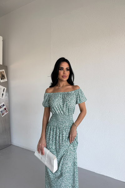LİLA İSTANBUL Women's Floral Patterned Waist-Slit Summer Midi Dress