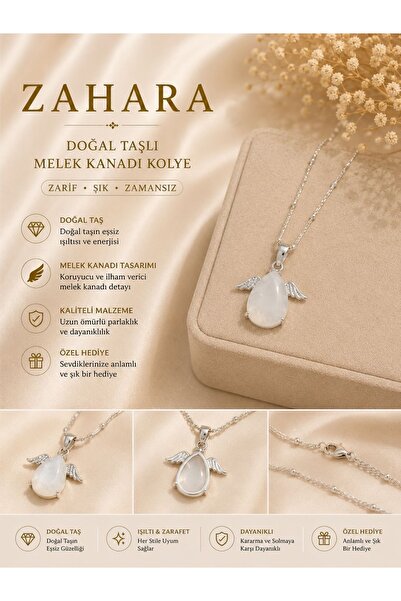 Zahara Anatolian Doğal Taşlı Melek Kanadı Kolye