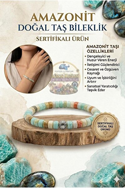GÜMÜŞTEL EL SANATLARI Certified Amazonite Natural Stone Bracelet