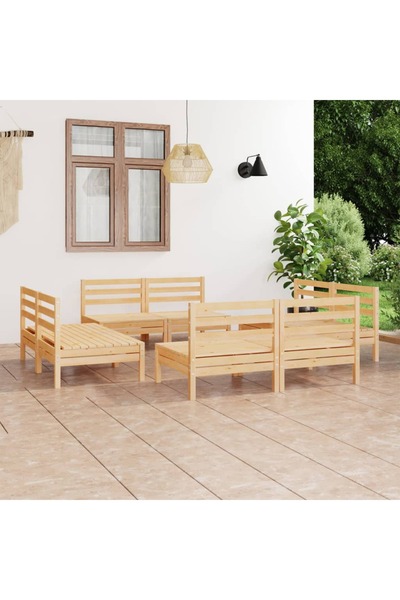 vidaxl Set mobilier de gradina, 8 piese, lemn masiv de pin