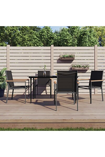 Concept Set mobilier de grădină, 5 piese, negru, textilenă și oțel