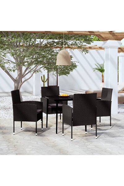 vidaxl Set de servit masa pentru gradina, 5 piese, negru