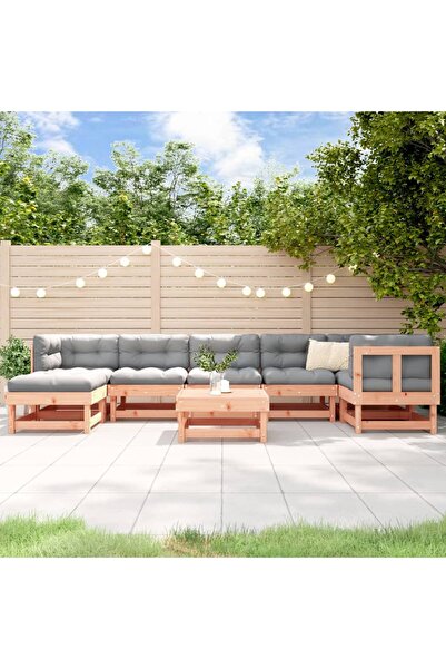 vidaxl Set mobilier de gradina cu perne, 8 piese, lemn masiv douglas