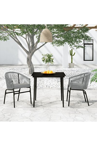vidaxl Set mobilier de gradina, 3 piese, gri