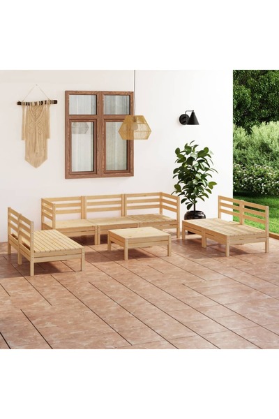 vidaxl Set mobilier de gradina, 8 piese, lemn masiv de pin