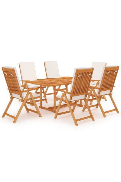vidaxl Garden furniture set with cushions, 7 pieces, solid teak wood