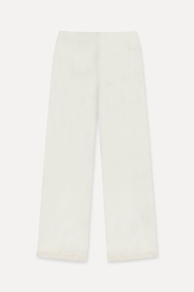 Mudo Women's Off-White Wide Leg Linen Trousers