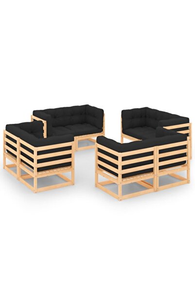 vidaxl Set mobilier de gradina din 8 piese, lemn masiv de pin