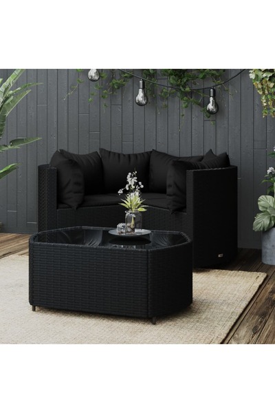 vidaxl Set mobilier relaxare gradina 4 piese cu perne poliratan negru