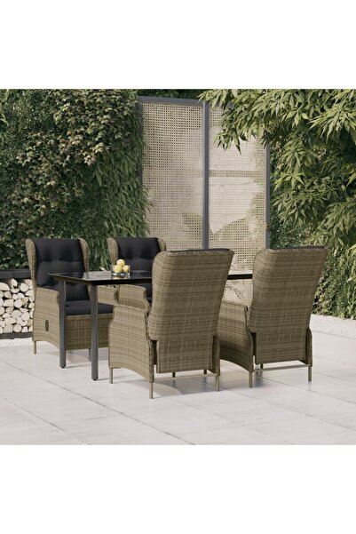 vidaxl Garden furniture set, 5 pieces, brown, polyrattan
