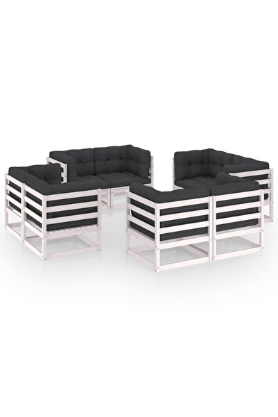 vidaxl Set mobilier de gradina cu perne, 8 piese, lemn masiv de pin