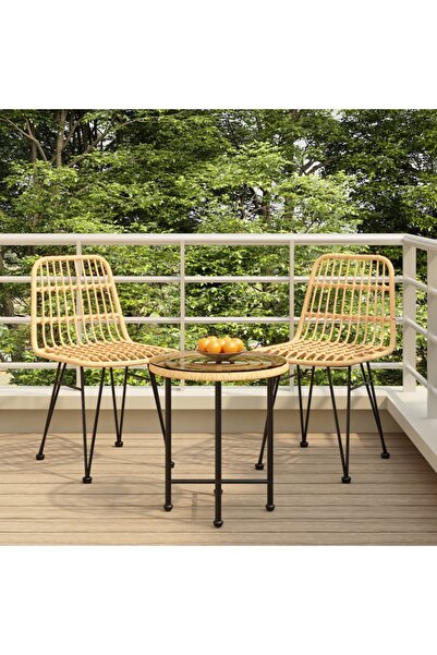 vidaxl Set mobilier de gradina, 3 piese, poliratan