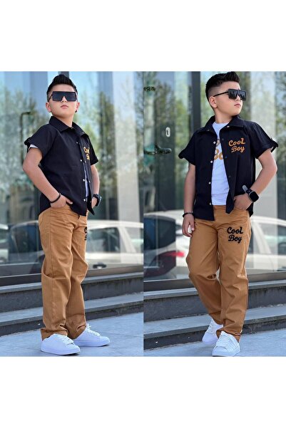 Lucky kidswear SET BĂRBAȚI 3 PIESE CU CĂMAȘĂ BRODATĂ COOL BOY