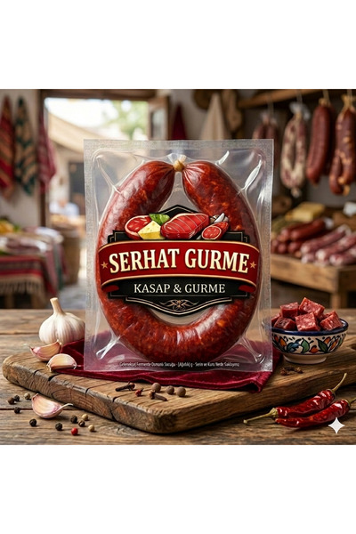 serhat gurme Geleneksel Acılı Kangal Sucuk - %100 Dana Eti, Fermente, Vakumlu...