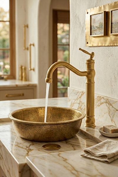 Venezia Retro Mat Gold Çanak Lavabo Bataryası
