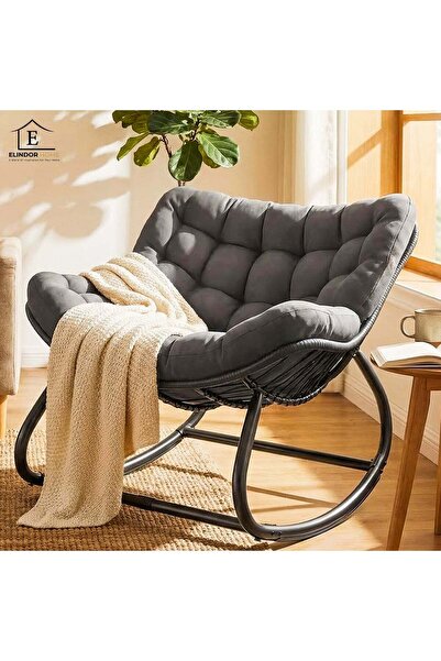 Elindor ® Rocking Armchair with Backrest, Ergonomic, Solid Steel Frame, Suppo...