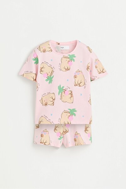 LEFTIES Desenli kısa pijama takımı