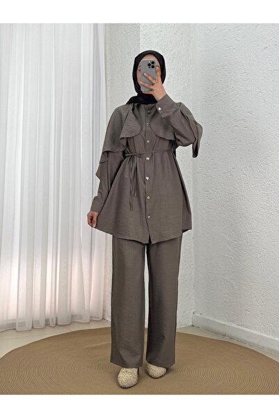 Holehola Original Cape Cloak Gold Buttoned Strawberry Trousers Suit-Na3440 Mink