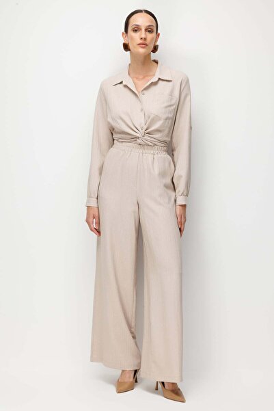 Ekol Patterned Fabric Wide-Legged Trousers