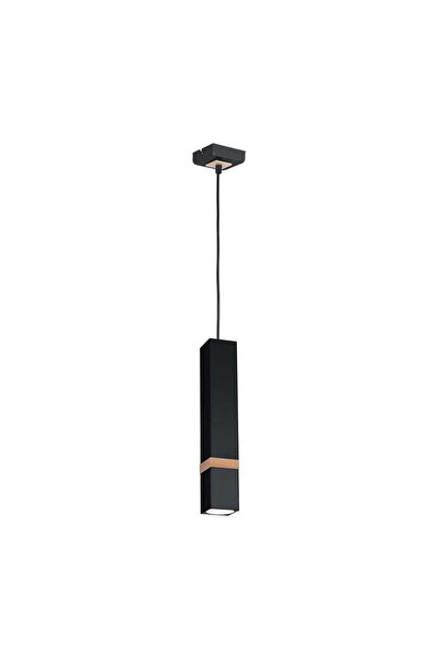 Milagro Lampă suspendată modernă geometrică VIDAR, Metal negru și lemn deschi...