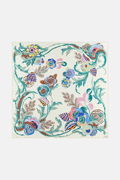 Vakko EKRU ÇİÇEK DESENLI TWILL EŞARP