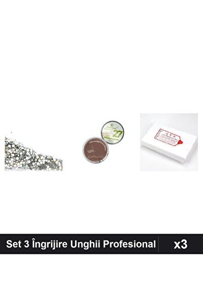 Makeup Set 3 Îngrijire Unghii Cristale Stras Swarovski 100buc, Gel UV 15g, Șe...