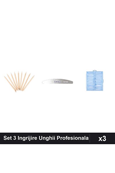 Makeup Set 3 Ingrijire Unghii - Betisoare Portocal, Pila Emma 100/180, Tipsur...