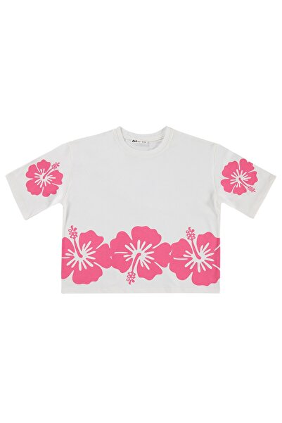 Civil Girls Tricou cu imprimeu cu flori de hibiscus pentru copii de 10-13 ani...