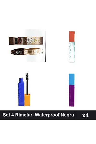 Makeup Set 4 Rimeluri Waterproof 24h Baolishi și Ushas, Negru, Machiaj Volum