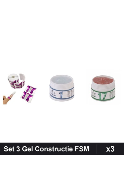 Makeup Set 3 Gel Constructie UV LED FSM 15g + Sablon Fluture 10buc, Transpare...