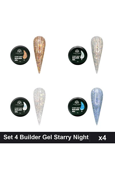 Makeup Set 4 Builder Gel Starry Night 15g, Nuanțe 01 03 04 05, Construcție Un...
