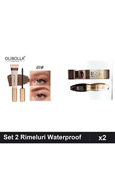 Makeup Set of 2 Mascaras Olibolla Auburn & Baolishi Waterproof 24h, Professio...