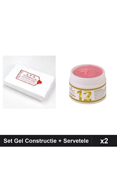 Makeup Set 2 Gel Constructie UV LED FSM 15g, Servetele Unghii 900 buc, Manich...