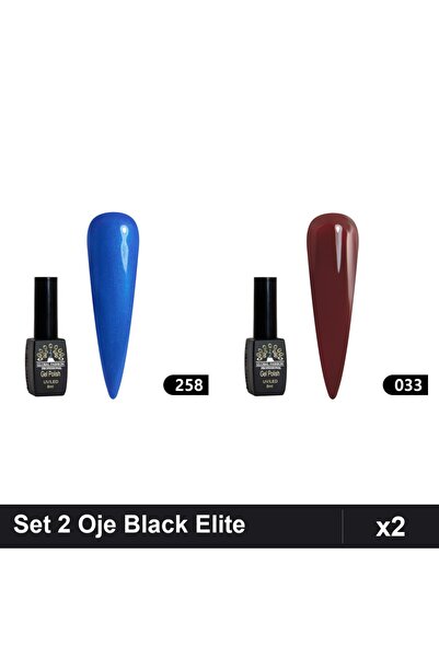 Makeup Set 2 Oje Semipermanente Black Elite 8ml, Nuante 258 033, Global Fashion