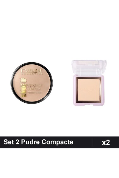 Makeup Eveline Cosmetics Anti-Shine & Ruby Rose PC10 Compact Powder Set of 2,...