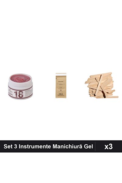 Makeup Set 3 Instrumente Manichiură Gel UV LED FSM, Gel Constructie 15g, Ster...