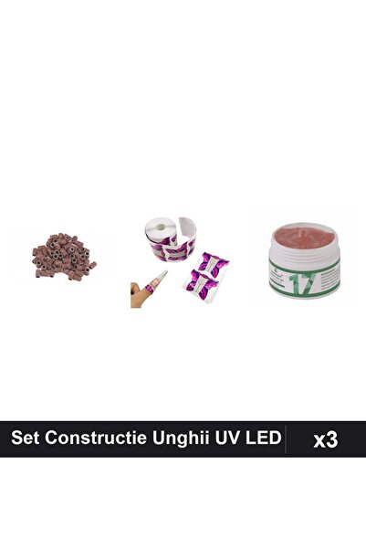 Makeup Set 3 Îngrijire Unghii cu Gel Constructie UV LED 15g, Smirghei 80, Sab...