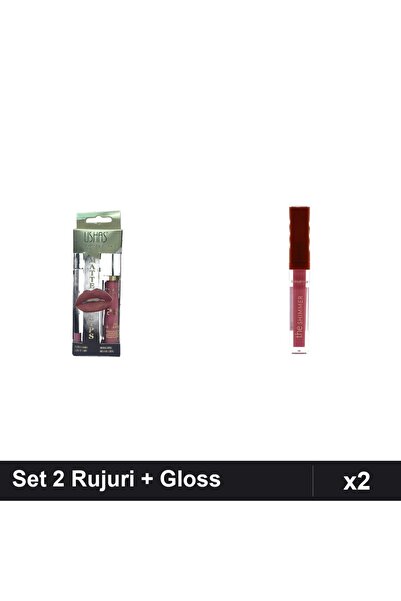 Makeup Set of 2 Ushas Lipsticks no. 15 + Gloss Shimmer Ruby Rose 03, Lip Makeup