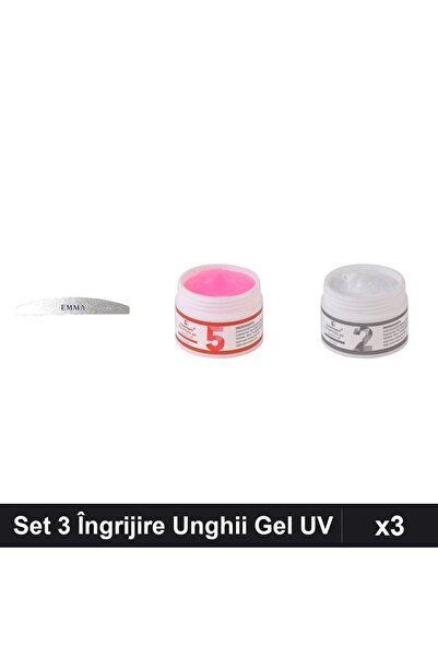 Makeup Set 3 Unghii - Pilă Emma 120/150 + 2x Gel Constructie UV LED FSM 15g