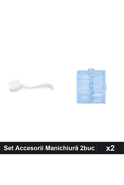 Makeup Set 2 Accesorii Manichiură - Perie Deprafuit Transparent + 120 Tipsuri...