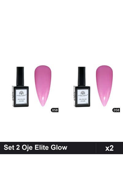 Makeup Set 2 Oje Semipermanente Global Fashion Elite Glow 15ml, Nuanta 058, G...