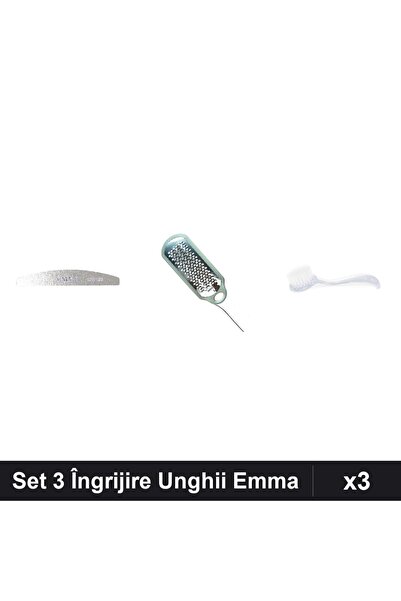 Makeup Set 3 Piese Îngrijire Unghii Emma - Pilă 100/120, Răzătoare Calcaie, P...